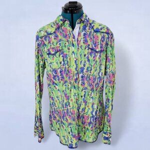 Tin Haul Neon Abstract Snap Button Shirt - Size Large
